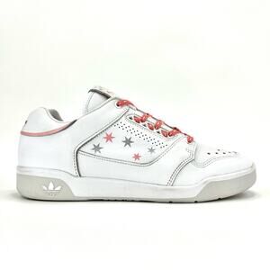 Adidas Slamcourt Women Sneakers Size 8.5 White Leather Pink/Silver Stars Low Top